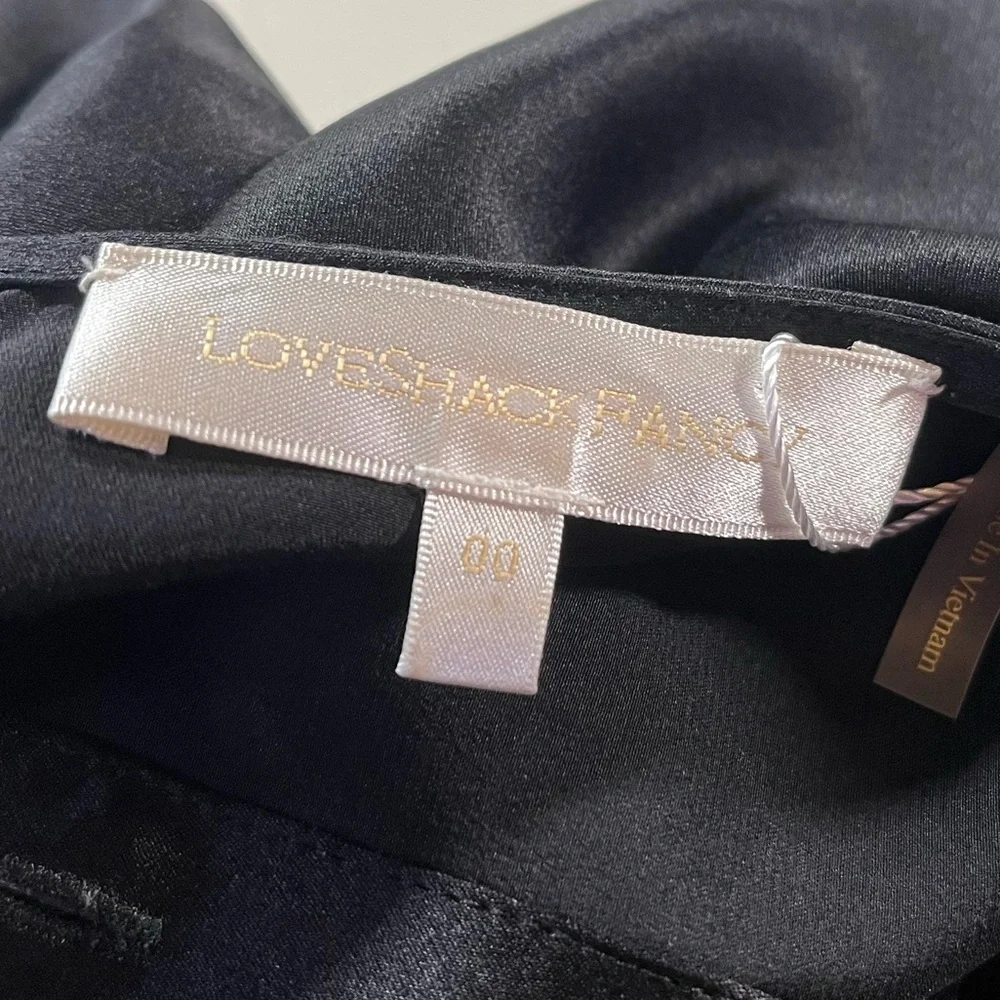 LoveShackFancy Black Satin Top